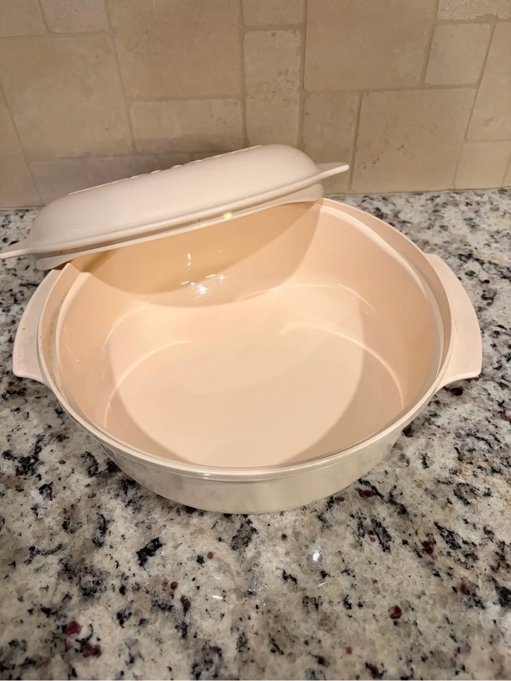 Tupperware Cream Party Serving Platter - Smooth Plastic Finish